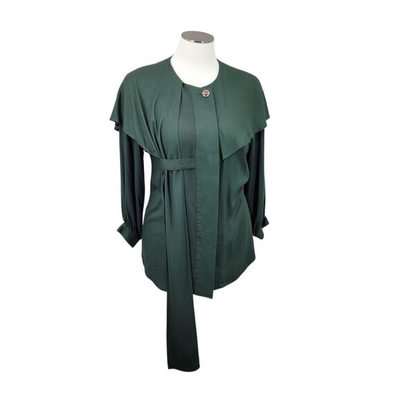 Christie of California Vintage Dark Green Capelet Blouse Renaissance Fairycore - Picture 1 of 15